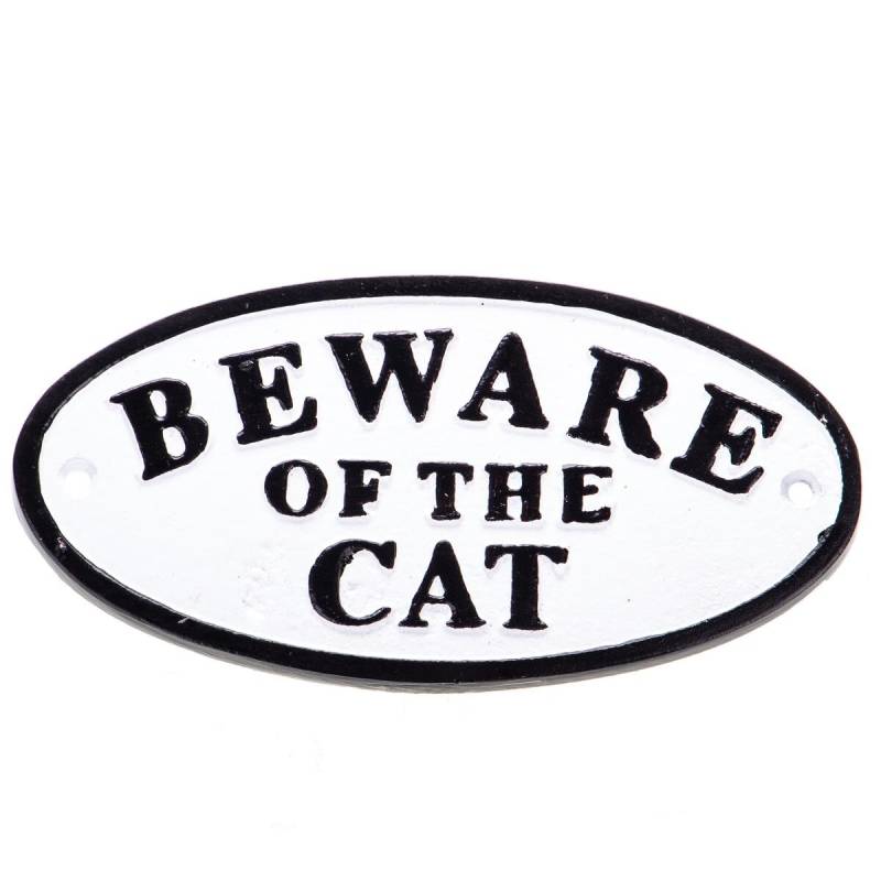 Aluminium Wandschild BEWARE OF THE CAT