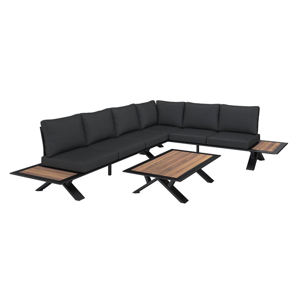 Ambia Garden LOUNGEGARNITUR Dunkelgrau, Teak