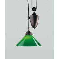 Antike Hängelampe Messing Glas Grün E27 Ø30 cm stilvoll von Berliner Messingleuchten