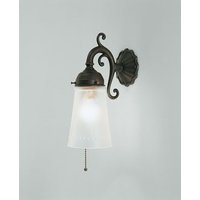 Antike Wandlampe Messing Glas Zugschalter E27 T:17 cm von Berliner Messingleuchten GmbH