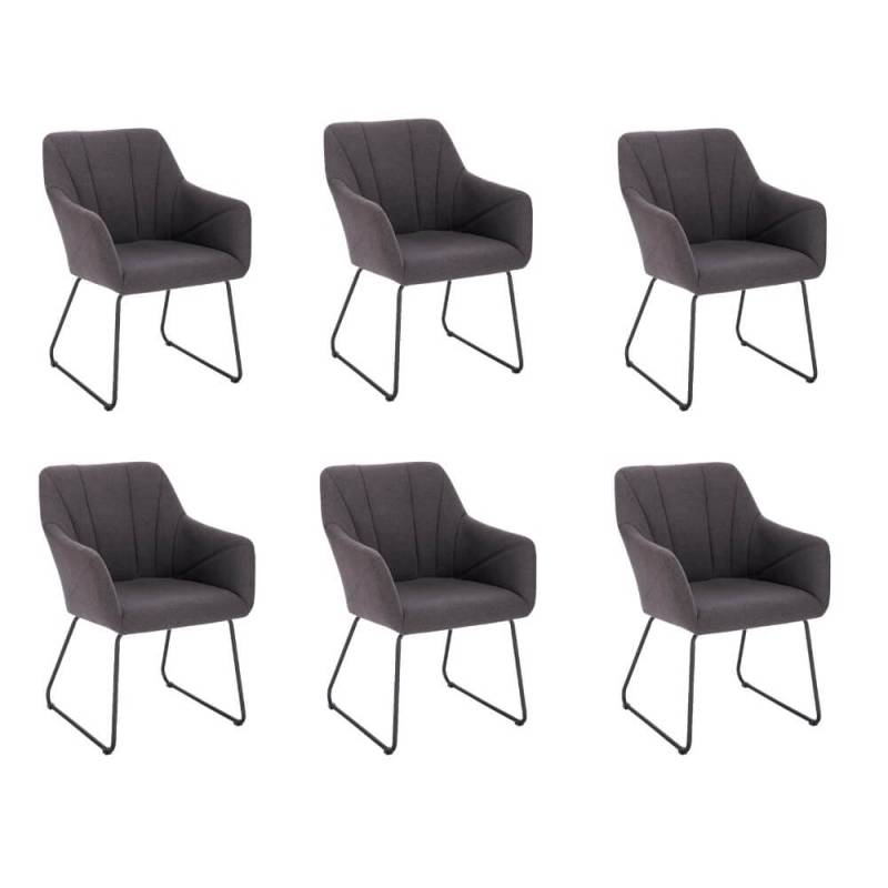 Esszimmerstuhl 6er Set PAKU – Webstoff Anthrazit