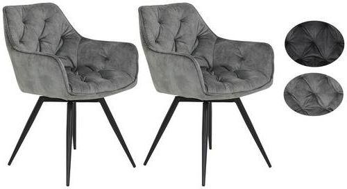 Armlehnstuhl Florentina Grau Samt gepolstert 2er-Set