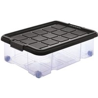 Aufbewahrungsbox mit Deckel auf Rollen ca. 28 Liter ca. 60 x 40 x 17 cm transparent Aufbewahrungsbox mit Deckel auf Rollen ca. 28 Liter ca. 60 x 40 x 17 cm transparent