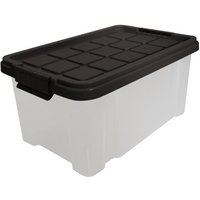 Aufbewahrungsbox mit Deckel klein ca. 5 Liter ca. 30 x 19 x 14 cm Weiß, Schwarz Aufbewahrungsbox mit Deckel klein ca. 5 Liter ca. 30 x 19 x 14 cm Weiß, Schwarz