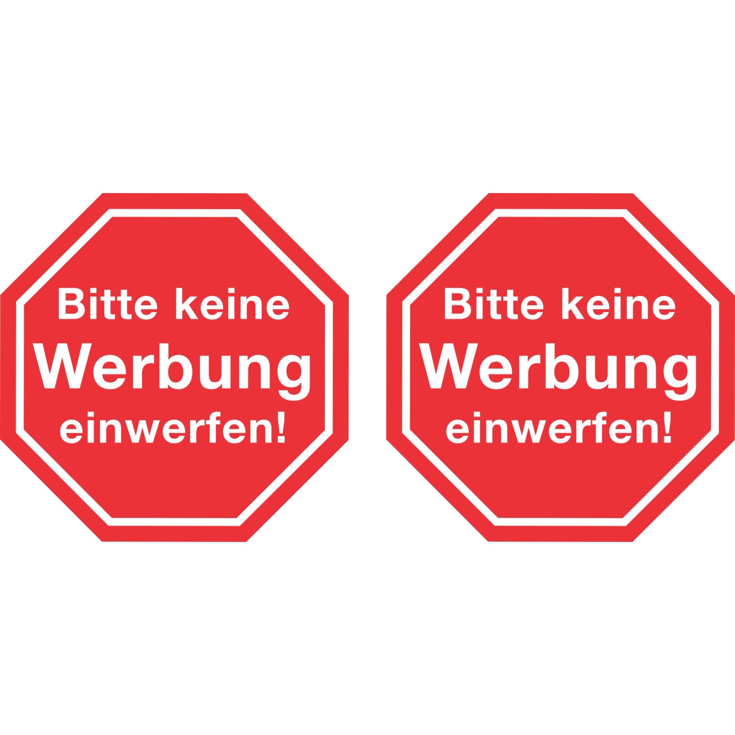Aufkleber Bitte keine Werbung Einwerfen'' 2er-Set 11 cm x 8 cm PVC-Folie