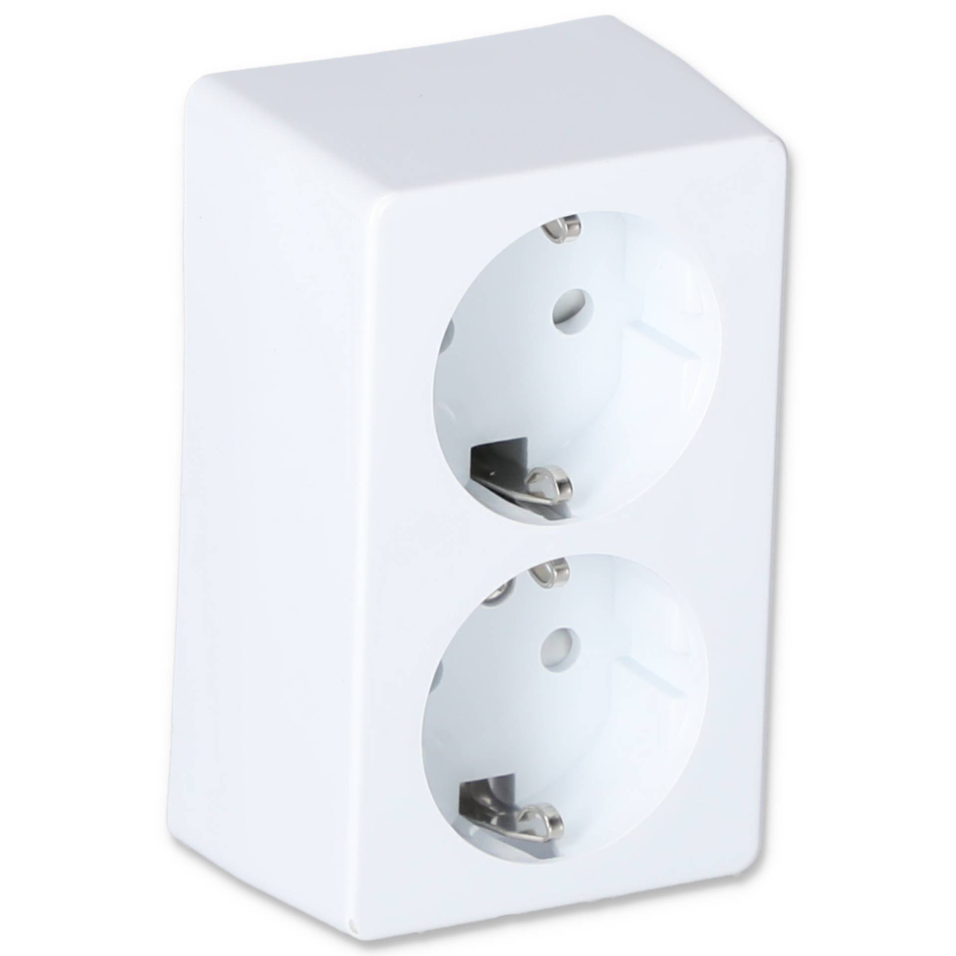 Aufputz-Steckdose 2-fach 10 x 5,5 x 4 cm weiß