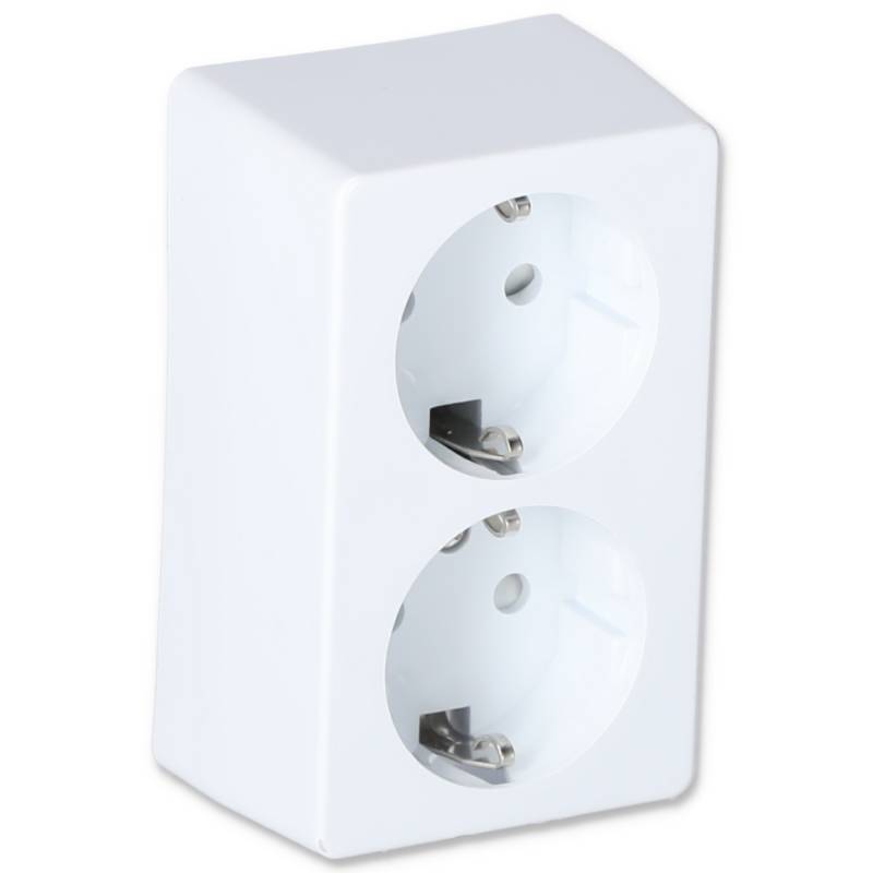 Aufputz-Steckdose 2-fach 10 x 5,5 x 4 cm weiß