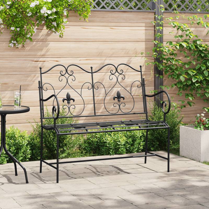 Außenbank Schwarz Metall Standard Robust Gartenbank