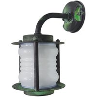 Außenlampe Wand Messing Glas E27 IP23 29 cm hoch Grün Antik von Lido