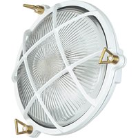 Außenlampe Weiß Messing Glas Ø 21 cm E27 IP64 SERIFOS von Lido