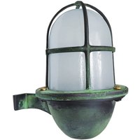 Außenleuchte Wand Messing Glas H: 18 cm IP64 E27 Grün Antik von Lido Light Fixture Man. LTD