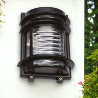 Außenleuchte Wand Messing Glas H: 22 cm IP64 Schwarz von Lido Light Fixture Man. LTD