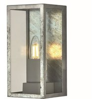 Außenwandlampe IP44 in Silber E27 Glas Metall eckig H: 24 cm von Searchlight