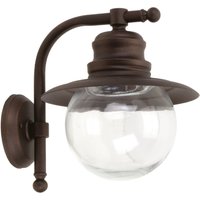 Außenwandleuchte Messing Glas E27 H: 30 cm Rostbraun Antik von Lido