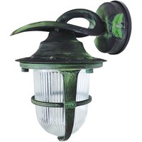Außenwandleuchte Messing massiv Glas E27 IP64 H: 24 cm KORFU von Lido Light Fixture Man. LTD