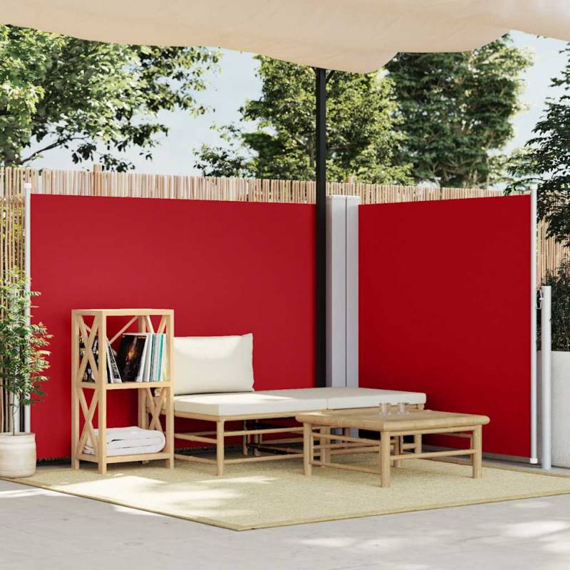 Ausziehbare Seitenmarkise Rot 140 x 1000 cm Creme 140 x 600 cm 1