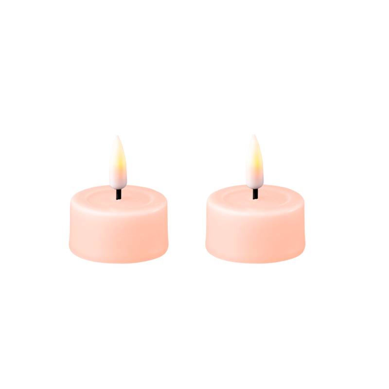 B-Ware LED Teelichter MIA - Echtwachs - realistische 3D Flamme - D: 4,1cm - Batteriebetrieb - rosa - 2 Stk von DELUXE Homeart
