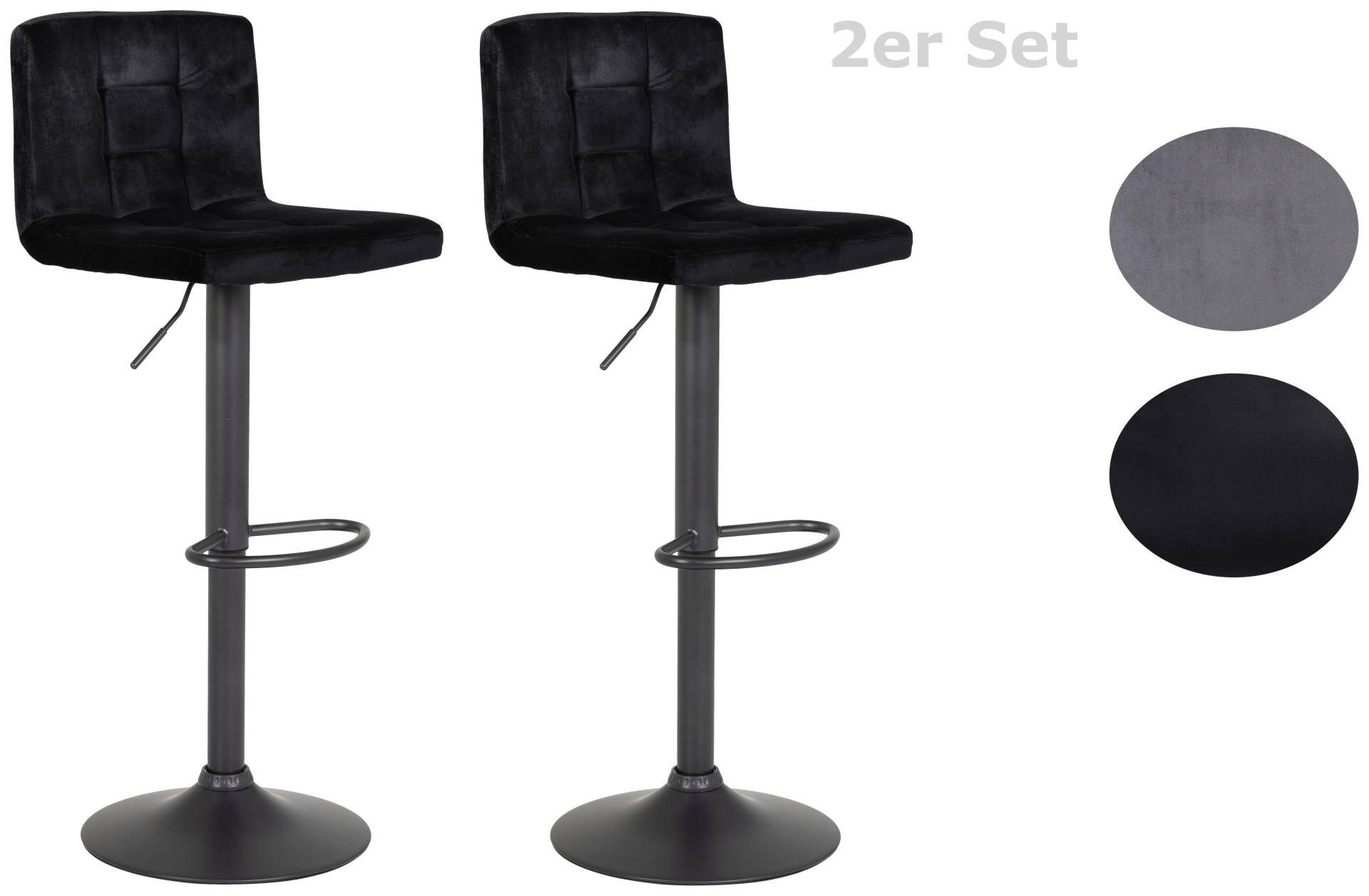 Barhocker 2er-Set Amanda II Schwarz Samt Barhocker 2er-Set Amanda II Schwarz Samt