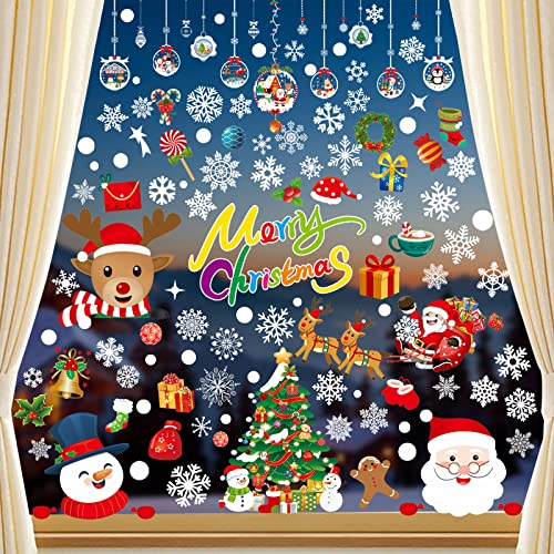 BBLIKE Fensterbilder Weihnachten 8 Blätter Fensteraufkleber Fenstersticker Fensterdeko Schneeflocken Fensterbilder selbstklebend Fensterfolie für Türen,Schaufenster, Vitrinen, Glasfronten von BBLIKE
