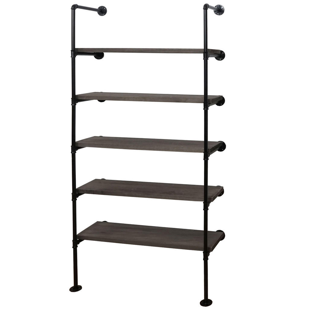 Berlinlodge Standregal, Graubraun, Metall, 80x165x28 cm, Wohnzimmer, Regale, Bücherregale von BERLINLODGE