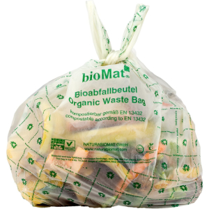 BIOMAT® Bioabfallbeutel 10 Liter mit Henkel, Kompostierbare Müllsäcke, Maße: 440 x 500 mm, 16 µm, 1 Karton = 36 x 26 = 936 Abfallbeutel