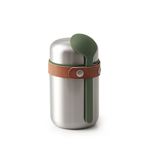 black+blum Food Flask - Olive, 400 ml Lunchbecher, Edelstahl/Vegan Leder, One Size, 2 von BLACK + BLUM