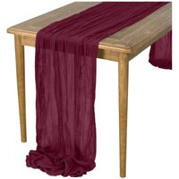 BOHO RUSTIKALER ROT GEKNITTERTER TISCHLÄUFER für einen zarten Tisch 90x300 cm