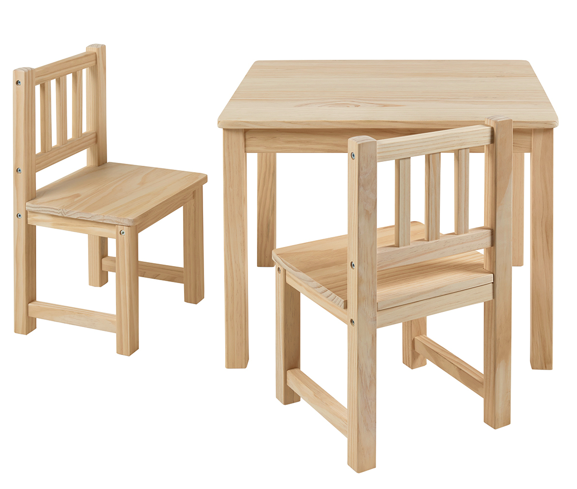 BOMI® Kindersitzgruppe "Amy" in Kiefer naturbelassen Sitzgruppe Kindertisch und 2 x Stuhl