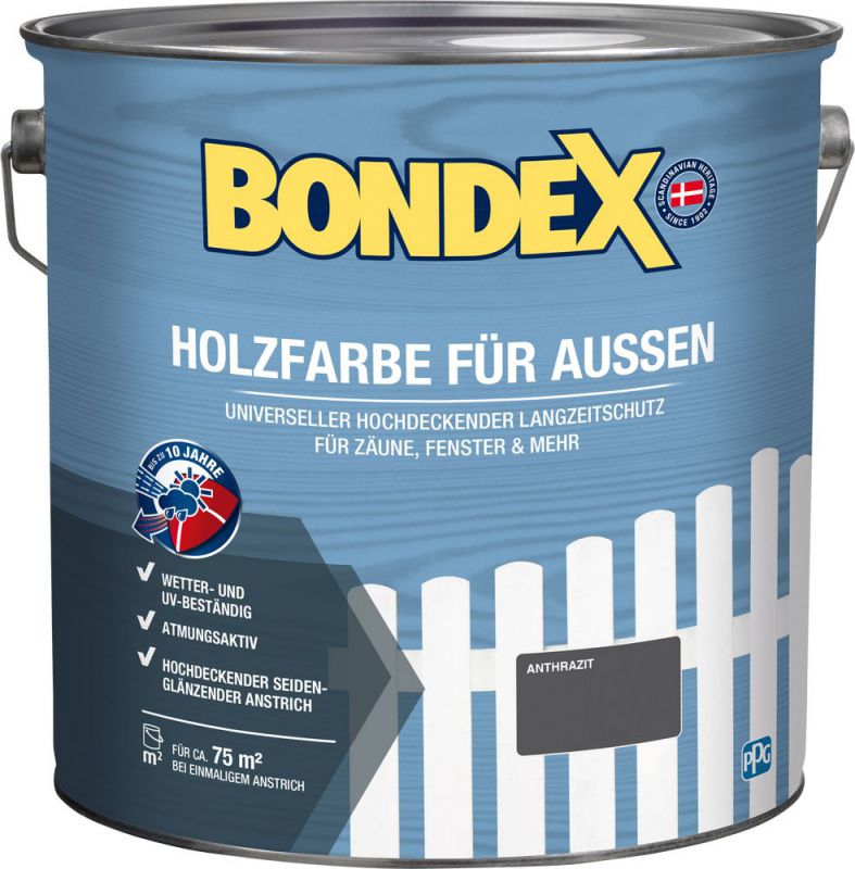 BONDEX HOLZFARBE FÜR AUSSEN Anthrazit 7,5 l - 446765 von Bondex