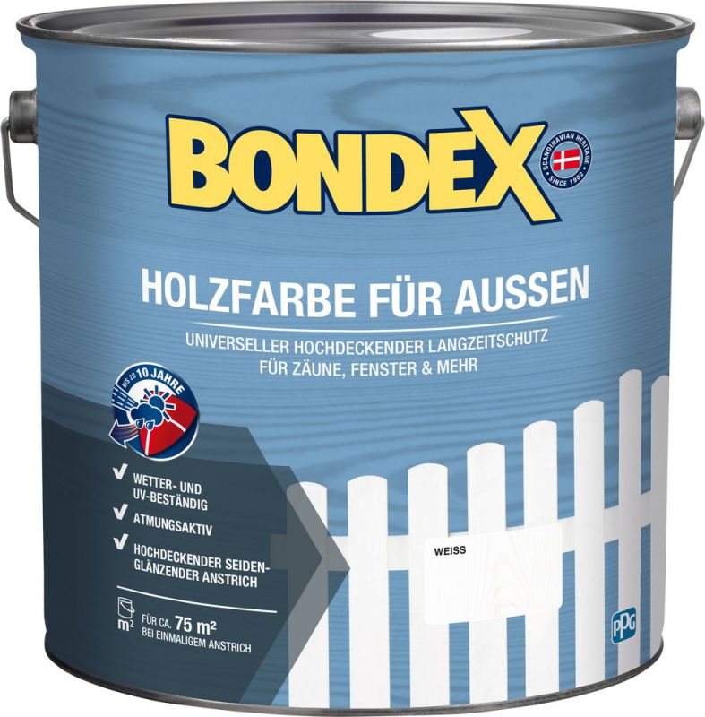 BONDEX HOLZFARBE FÜR AUSSEN Weiß 7,5 l - 446764 von Bondex