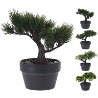 BONSAI BAUM Kunstpflanze ca. 20 cm 1 Stück 4 Sorten unsortiert Polypropyleen Grün, Schwarz