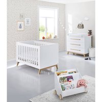 Babyzimmer Komplett Set inkl. Matratze RIJEKA-134 in weiß edelmatt mit Bücherregal