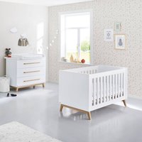 Babyzimmer Set mit Babybett und Wickelkommode RIJEKA-134 in weiß edelmatt