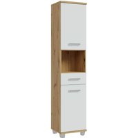 Bad-Hochschrank VERIS von Forte Weiß / Artisan Oak