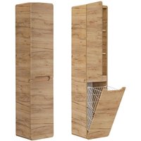 Badezimmer Hochschrank mit Wäschekorb LUTON-56-CRAFT Wotan Eiche Nb., B/H/T ca. 35/170/35cm