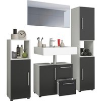 Badezimmer-Set Flandu weiß schwarz B/H/T: ca. 61x51x32 cm von VCM Möbel