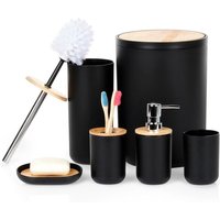 Badezimmer-Set: Becher, Toilettenbürste, Abfalleimer, Seifenspender, Ständer