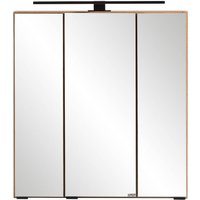 Spiegelschrank 60 cm mit LED-Aufbauleuchte in Wotan Eiche Nb. MARLING-03, B/H/T ca. 60/64/20 cm