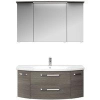 Badezimmer Waschtisch und Spiegelschrank FES-4010-66 Dekor Graphit Struktur quer Nb. mit Keramik Waschbecken - B/H/T: 121/175/48cm