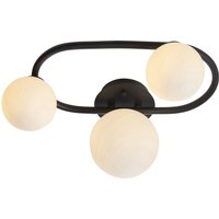 Badezimmerlampe Decke Glas Metall IP44 Schwarz Weiß 3x G9 von Endon