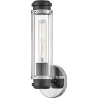 Badezimmerleuchte Wand IP44 in Chrom Schwarz Glas Metall E27 von ELSTEAD