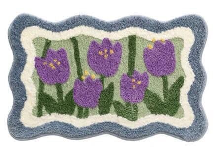 Badezimmerteppich Lila Grüne Tulpe Teppich Schmutzfangmatte Weich Flauschig Badematte Waschbar Badteppich Badvorleger Saugfähige Badematte rutschfest Badezimmermatte 40x60cm Badezimmerteppich Lila Grüne Tulpe Teppich Schmutzfangmatte Weich Flauschig Badematte Waschbar Badteppich Badvorleger Saugfähige Badematte rutschfest Badezimmermatte 40x60cm