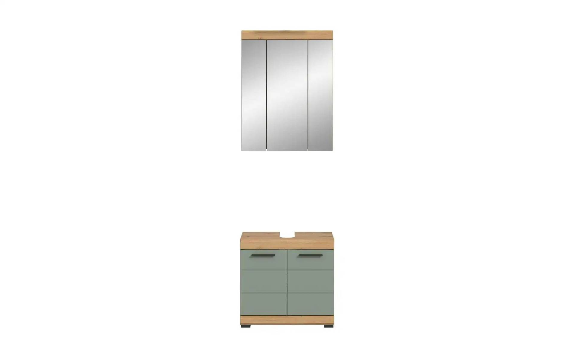 Badmöbel-Set SCHLOONSEE  2 tlg.  bestehend aus: Waschbeckenunterschrank  Spiegelschrank  in verschiedenen Farben erhältlich  Badmöbel  Kombination  Badezimmer  Schloonsee ¦ grün ¦ Maße (cm): B: 60 H: 191 Schränke > Badschränke >...
