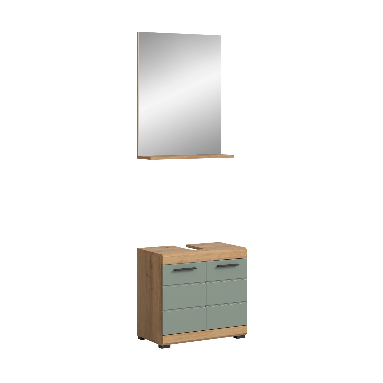Badkombination mit Spiegel 60 cm x 191 cm x 34 cm Front Salbei FSC®