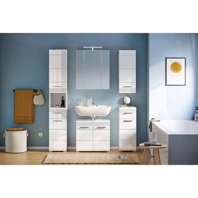 Badmöbel-Set Linus Hochglanz Weiß 150 cm 5-tlg. von xonox.home