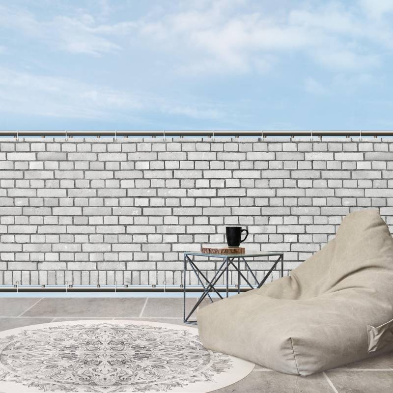 Balkon Sichtschutz Backstein Mauer Weiß