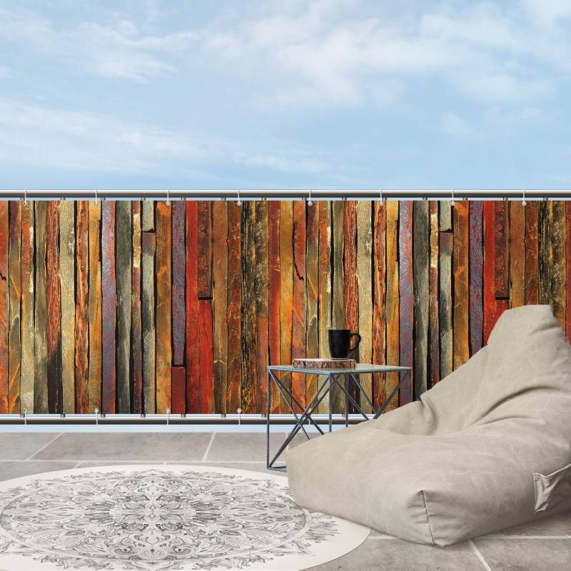 Balkon Sichtschutz Bretterstapel