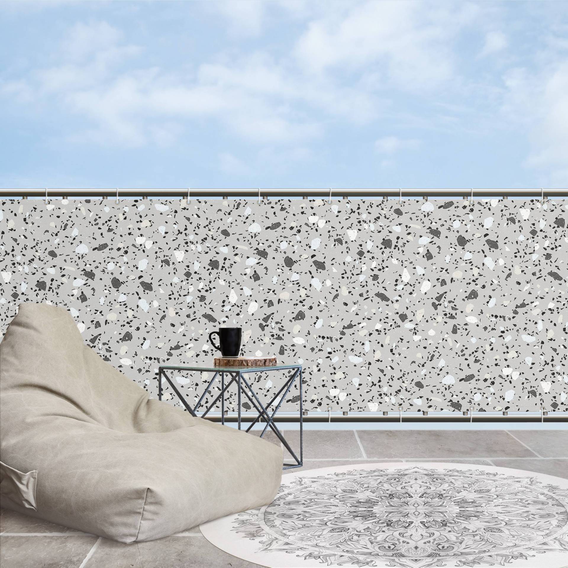 Balkon Sichtschutz Detailliertes Terrazzo Muster Massa