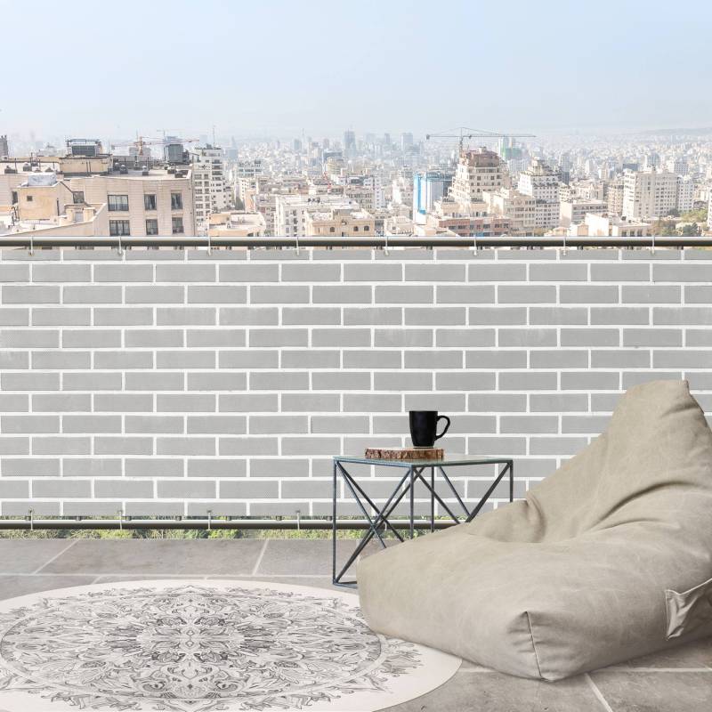 Balkon Sichtschutz Graue Ziegelwand