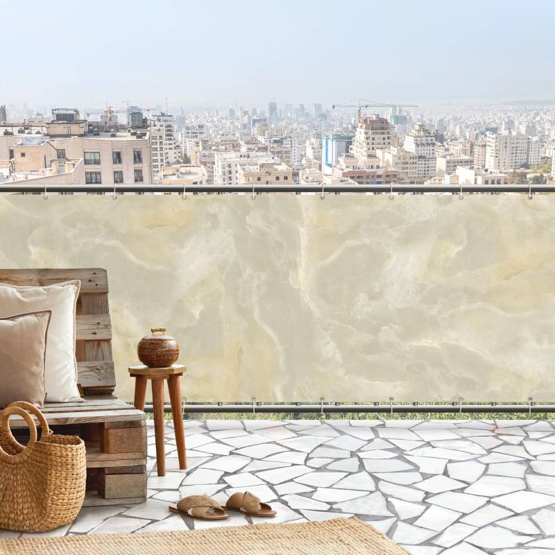 Balkon Sichtschutz Onyx Marmor Creme